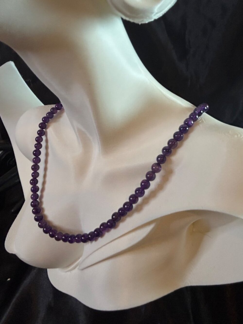 Amethyst Beaded Necklace Vintage Graduated Purple Gemstone Strand Barrel Clasp
